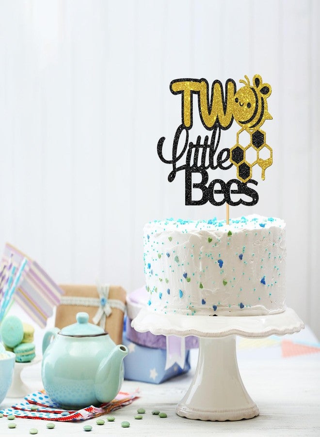 إنورو زينة كعكة على شكل نحلتين صغيرتين من إنورو، ديكور حفلة استقبال مولود جديد بثيم النحل، حفلة توأم، لوازم تزيين حفلة عيد ميلاد التوأم الأول والثاني، بريق - Image 4